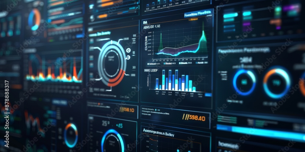 Poster A digital dashboard displaying key performance indicators, highlighting data-driven decision-making in business