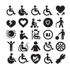 Disabled icons Silhouette vector illustration