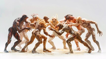 Obraz premium Picture of a strange group of wrestlers