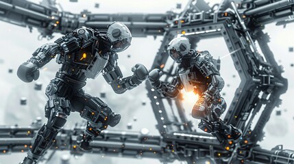 Fototapeta premium outer space robot boxer