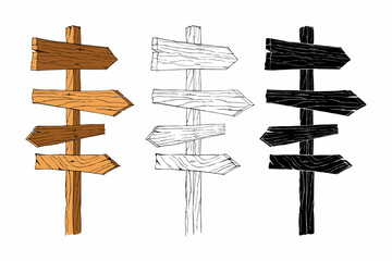 Wooden pointer, sign, flat illustration