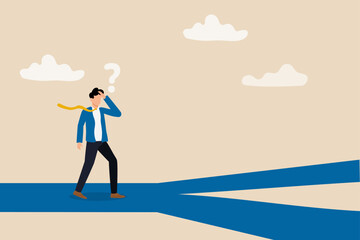 Obraz premium Business direction, choosing options or multiple path, make decision for career path or business growth, paradox of choice concept, confused businessman thinking make decision on multiple route ahead