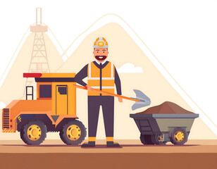 一位矿工人员卡通插画