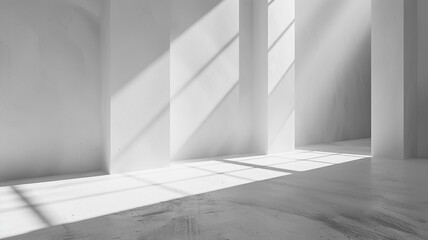 White studio background with shadows for product presentation. Minimalistic light beige background with window shadow. white studio background, product presentation background, shadows for product.