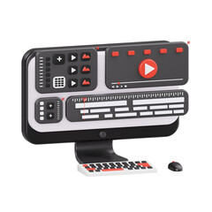 Fototapeta premium editing software 3d icon, content creator 3d icon set, transparent background