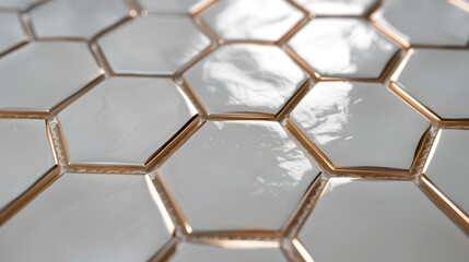 White Hexagon Tiles with Gold Accents