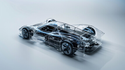 Fototapeta premium Transparent car shell. Future technology.