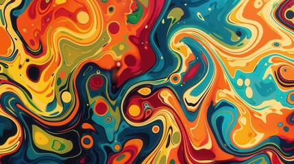 Colorful abstract digital painting with swirling liquid