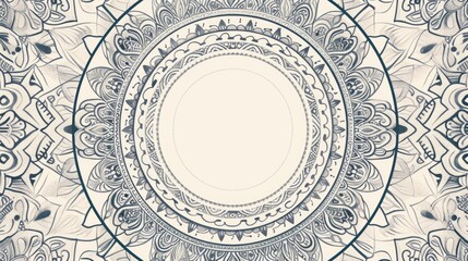Obraz premium Hand drawn seamless circular pattern with various motifs and space for copying