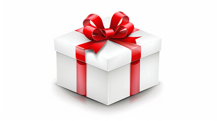 Obraz premium Gift blister isolated on white background. Studio photo of a gift box with ribbon. gift blister, gift box, isolated on white, studio photo, ribbon, present packaging, festive gift, gift wrapping,