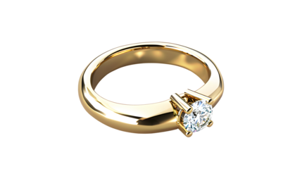 Diamond ring isolated on transparent background.