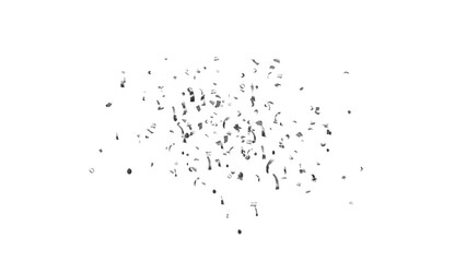 Celebration background with silver confetti. White background