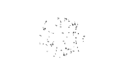 Naklejka premium Celebration background with silver confetti. White background