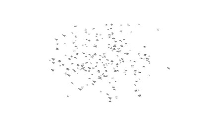 Celebration background with silver confetti. White background