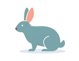 Fototapeta premium A cartoon illustration of a chubby rabbit lying on a white background