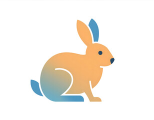 Obraz premium A cartoon illustration of a chubby rabbit lying on a white background