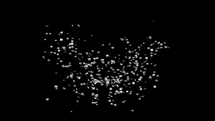 Silver confetti on black background. Party, birthday background, confetti, festive, surprise. 