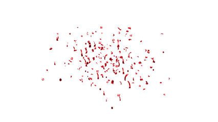 Red Confetti explodes on a white background