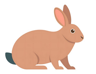 A cartoon illustration of a chubby rabbit lying on a white background
