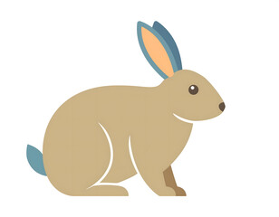 Fototapeta premium A cartoon illustration of a chubby rabbit lying on a white background