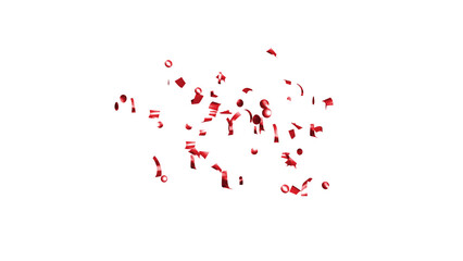 Red Confetti explodes on a white background