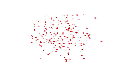 Red Confetti explodes on a white background