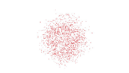Red Confetti explodes on a white background