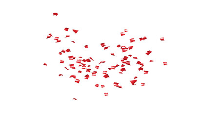 Red Confetti explodes on a white background