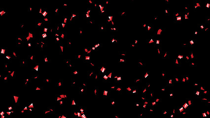 Luxury falling red Confetti on Black Background