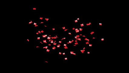 Red Confetti explodes on a black background