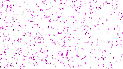Naklejka premium Falling Purple Confetti on White Background. Flying holiday tinsel. 