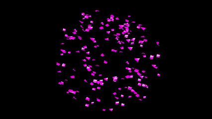 Purple Confetti explodes on a black background