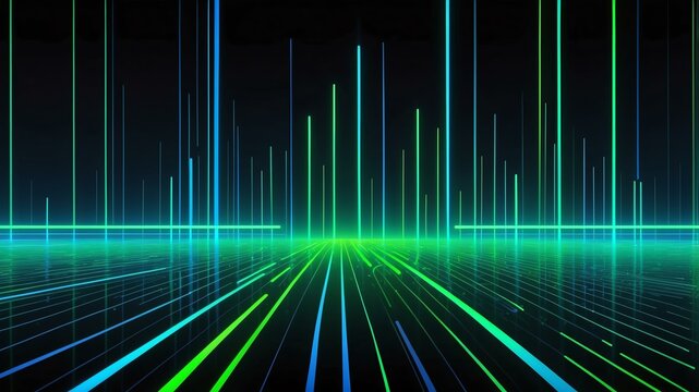abstract futuristic neon green and electric blue verti background