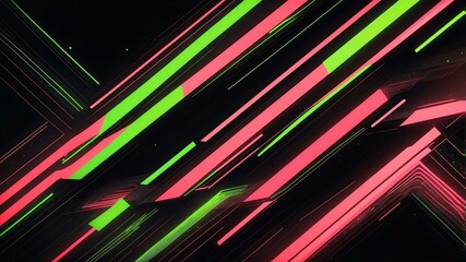 abstract futuristic neon coral and lime green horizont background