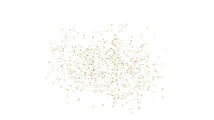 Golden tinsel Confetti explodes on a white background
