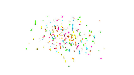 Explosion of multi-colored confetti. Confetti, streamer, tinsel on a white background