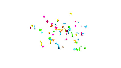 Obraz premium Explosion of multi-colored confetti. Confetti, streamer, tinsel on a white background
