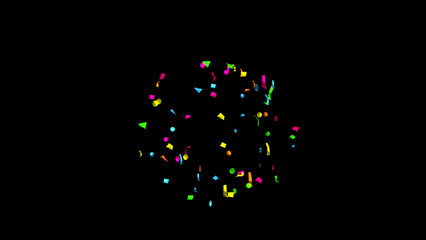Explosion of multi-colored confetti. Confetti, tinsel on a black background