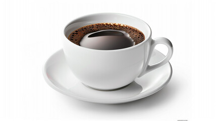 Obraz premium Cup of coffee isolated on white background. cup of coffee, coffee cup, coffee on white, isolated coffee, coffee close-up, hot coffee, coffee drink, white background coffee, coffee photography,
