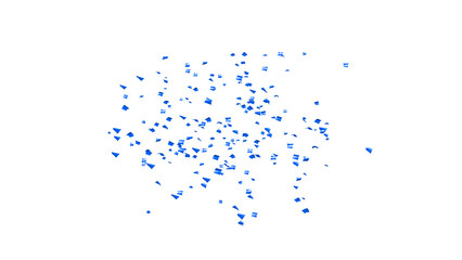 Explosion of blue confetti. Confetti, tinsel on a white background
