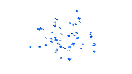 Explosion of blue confetti. Confetti, tinsel on a white background