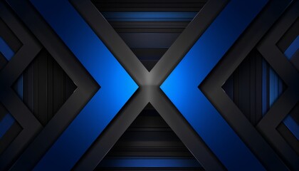 Fototapeta premium Blue and black geometric shapes with glowing edges