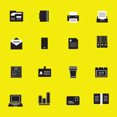 Office Icon Rounded Yellow Black White