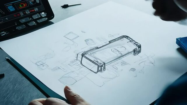 Automotive Design Sketch in Progress with Ai generated.

