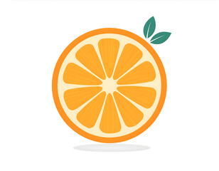 A cartoon illustration of a cut orange slice