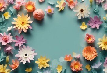 Obraz premium leaf white copy card empty paper flora ai pink yellow nature blossom plant summer decorative beauty bloom colourful flower copyspace design floral birthday green decoration holiday flowers dding val