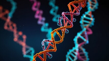 Checkup and research DNA gene biotechnology biology or genetic cells, futuristic chromosome molecule and DNA structure
