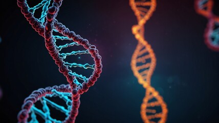 Checkup and research DNA gene biotechnology biology or genetic cells, futuristic chromosome molecule and DNA structure
