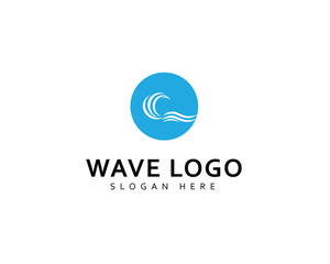 Blue Wave Logo Vector. Wave In Circle Shape