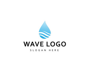 Wave and water drop combination logo concept